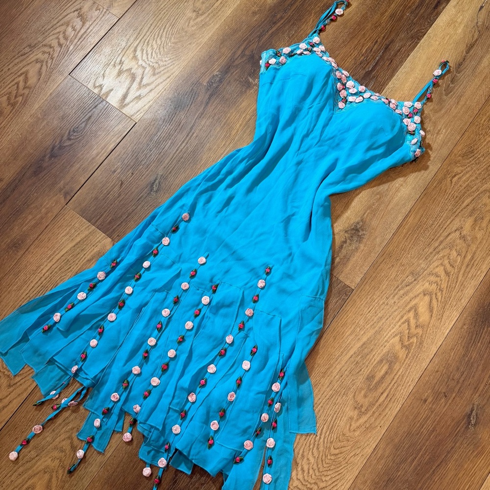 Vintage Y2K 100% Silk Beaded Dress Vintage Beaded Dress Sue Wong Dress Fairy
